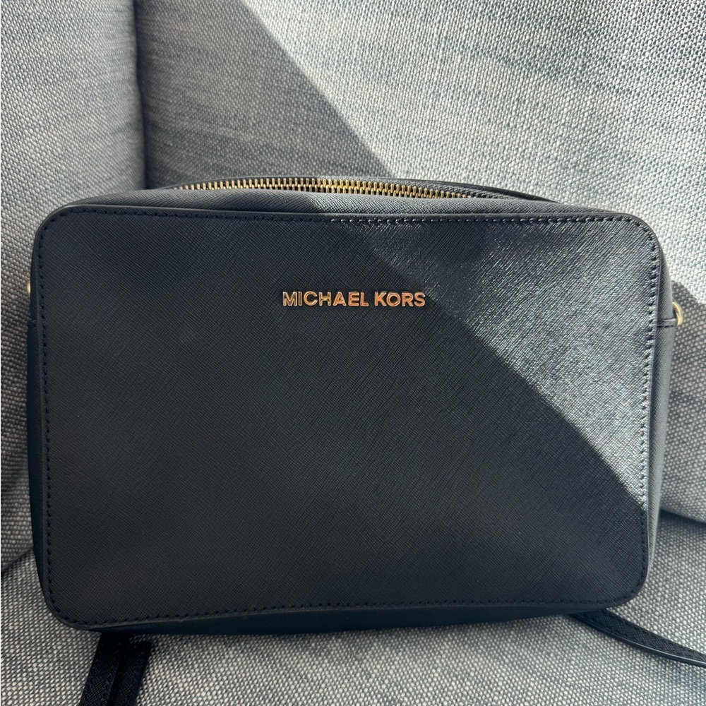 Michael Kors Black Belt Bag with Gold Accents